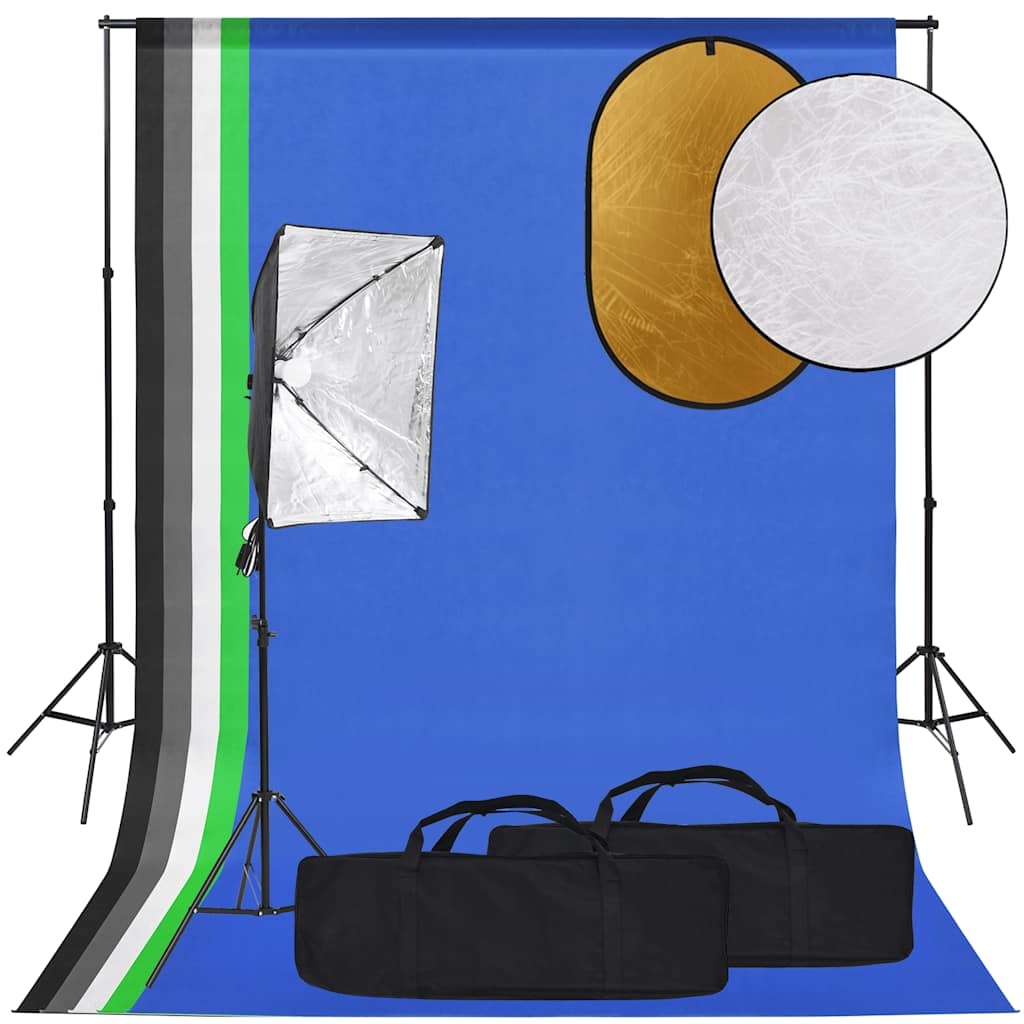 Fotografska oprema sa svjetlom softbox, pozadinom i reflektorom