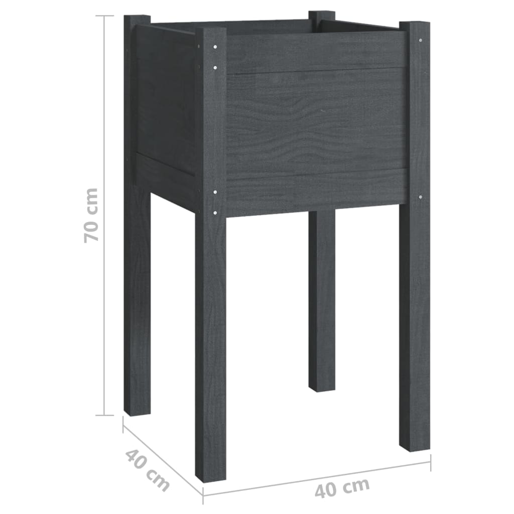 Vrtna sadilica siva 40 x 40 x 70 cm od masivne borovine