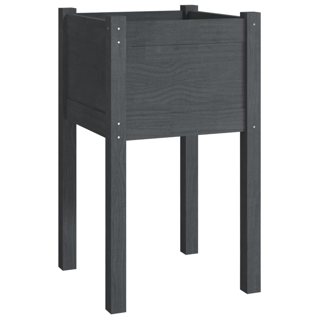 Vrtne sadilice 2 kom sive 40 x 40 x 70 cm od masivne borovine