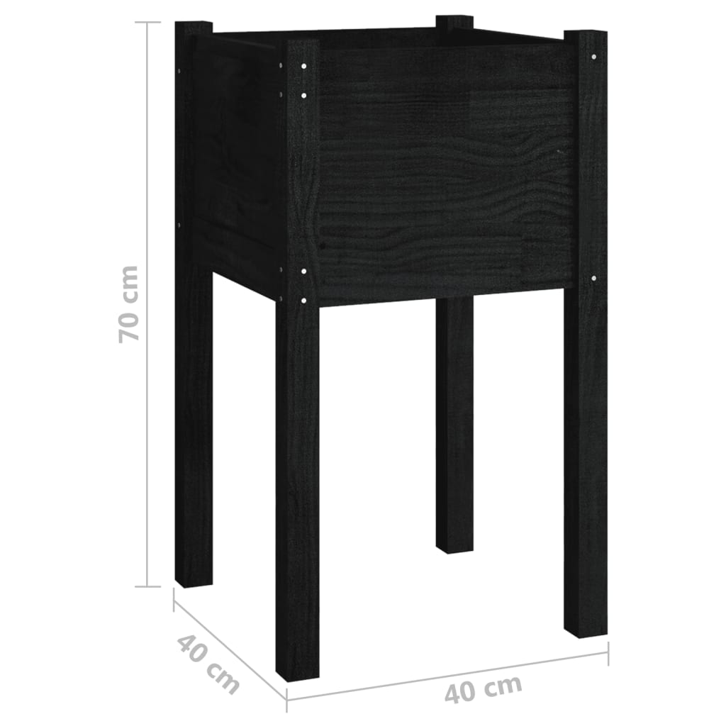 Vrtna sadilica crna 40 x 40 x 70 cm od masivne borovine