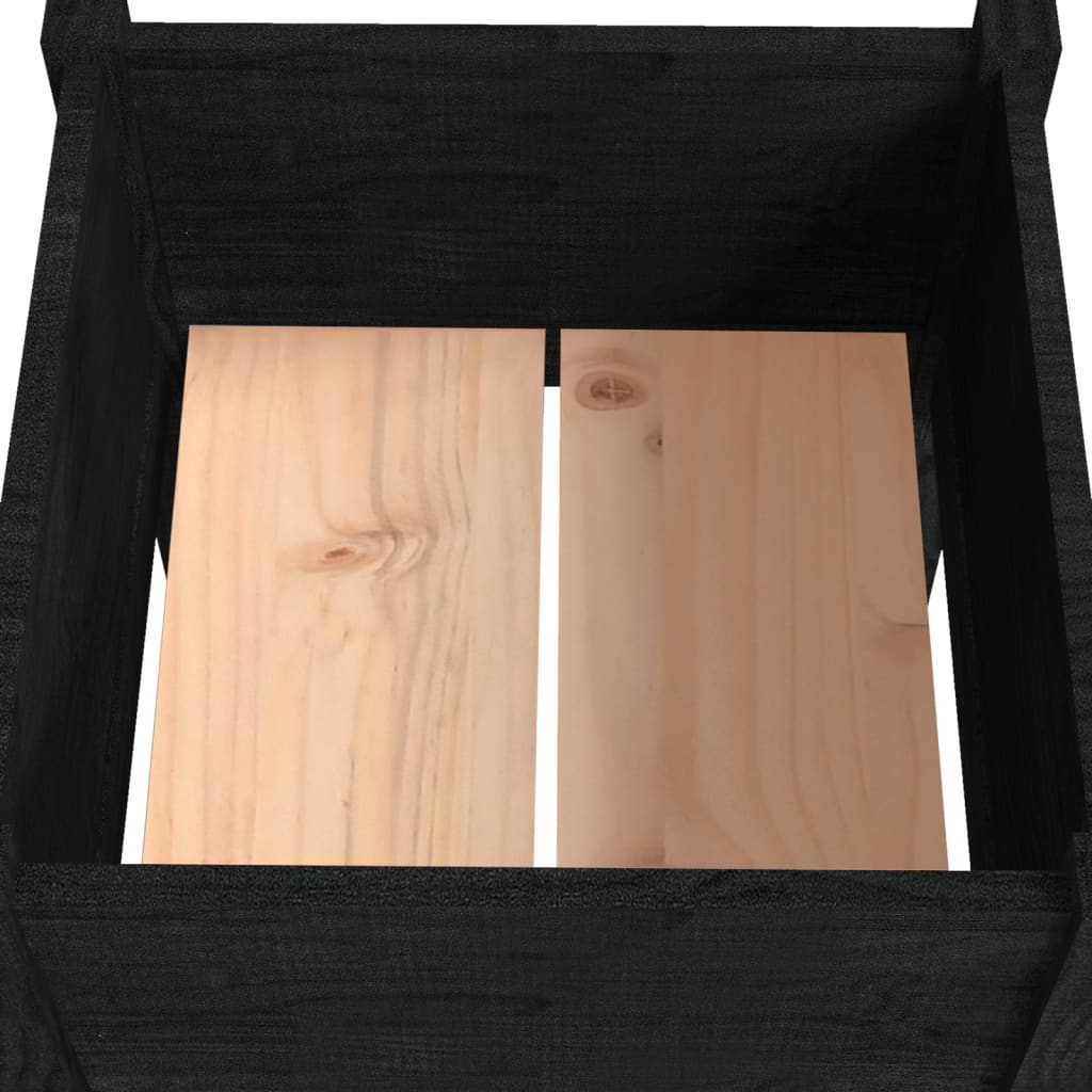Vrtne sadilice 2 kom crne 40 x 40 x 70 cm od masivne borovine
