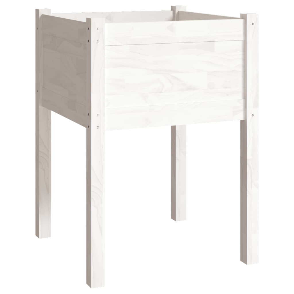Vrtne sadilice 2 kom bijele 50 x 50 x 70 cm od masivne borovine
