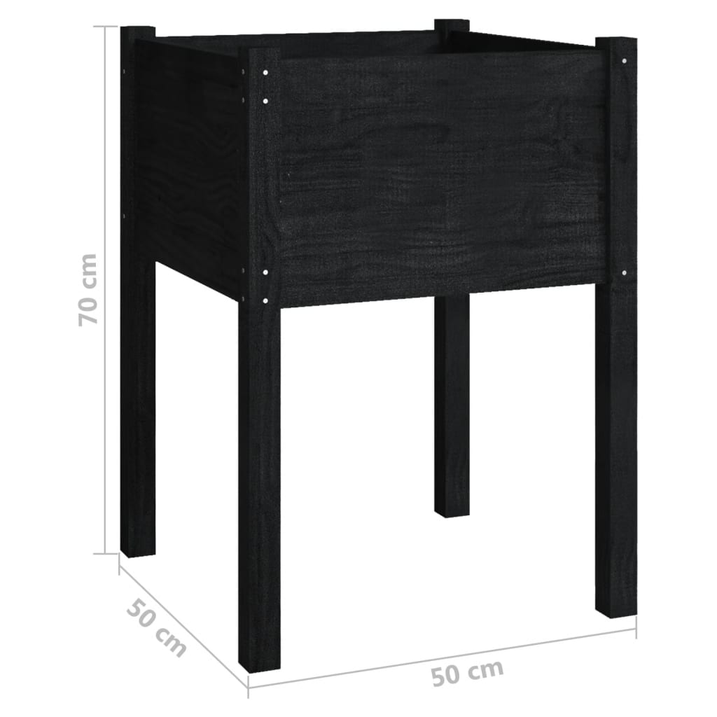 Vrtne sadilice 2 kom crne 50 x 50 x 70 cm od masivne borovine