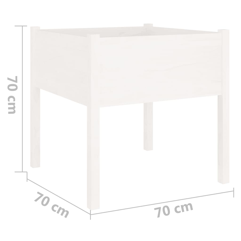 Vrtna sadilica bijela 70 x 70 x 70 cm od masivne borovine