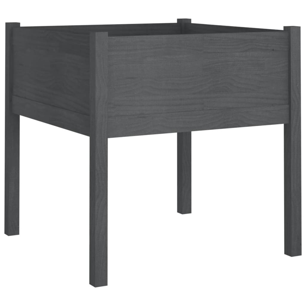 Vrtne sadilice 2 kom sive 70 x 70 x 70 cm od masivne borovine