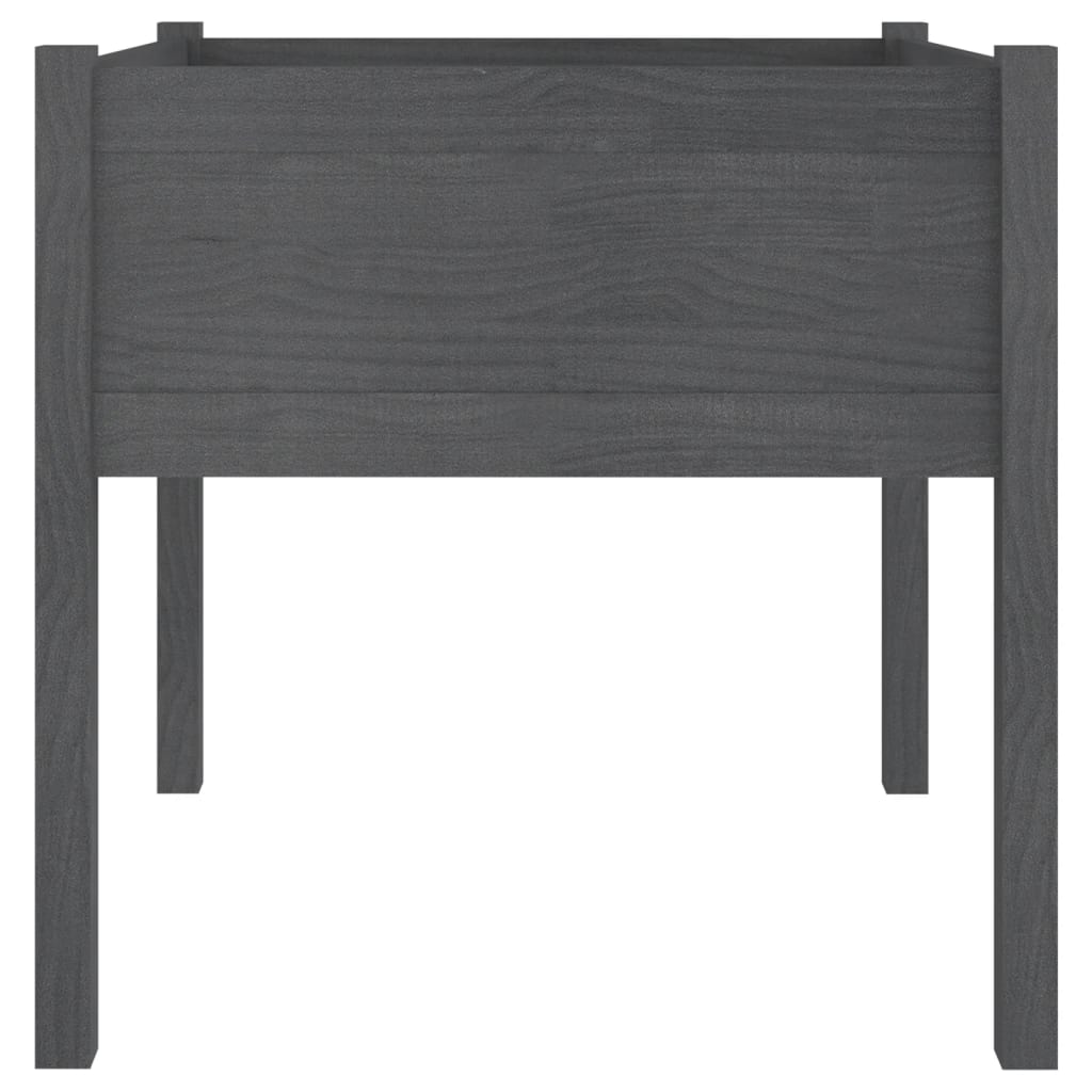 Vrtne sadilice 2 kom sive 70 x 70 x 70 cm od masivne borovine
