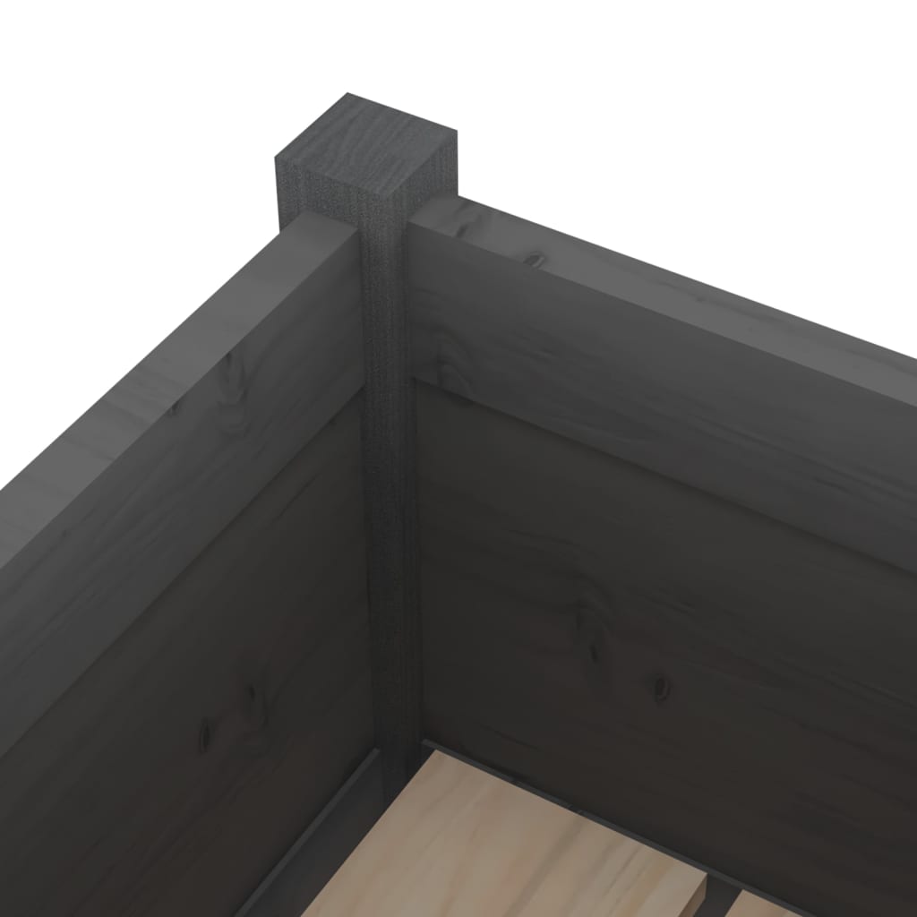 Vrtne sadilice 2 kom sive 70 x 70 x 70 cm od masivne borovine