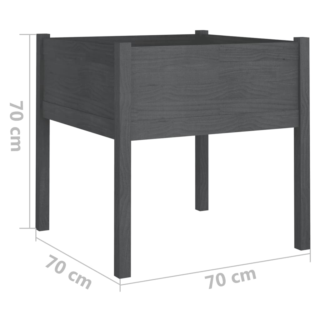 Vrtne sadilice 2 kom sive 70 x 70 x 70 cm od masivne borovine