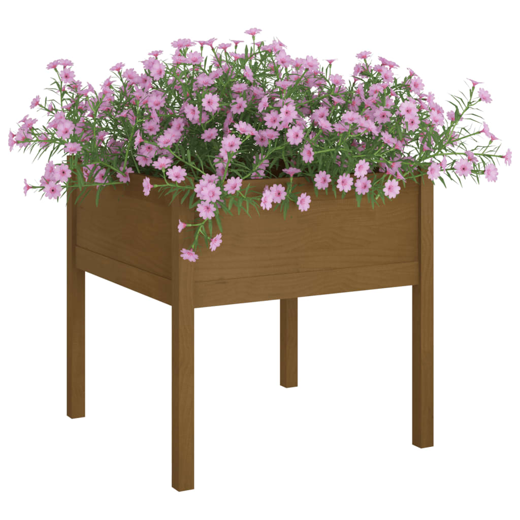 Vrtna sadilica smeđa boja meda 70x70x70 cm od masivne borovine