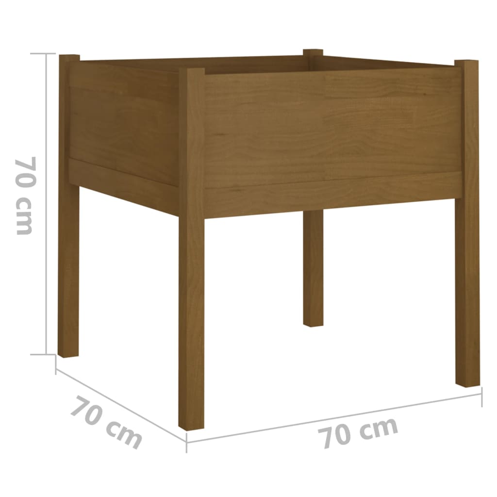 Vrtna sadilica smeđa boja meda 70x70x70 cm od masivne borovine