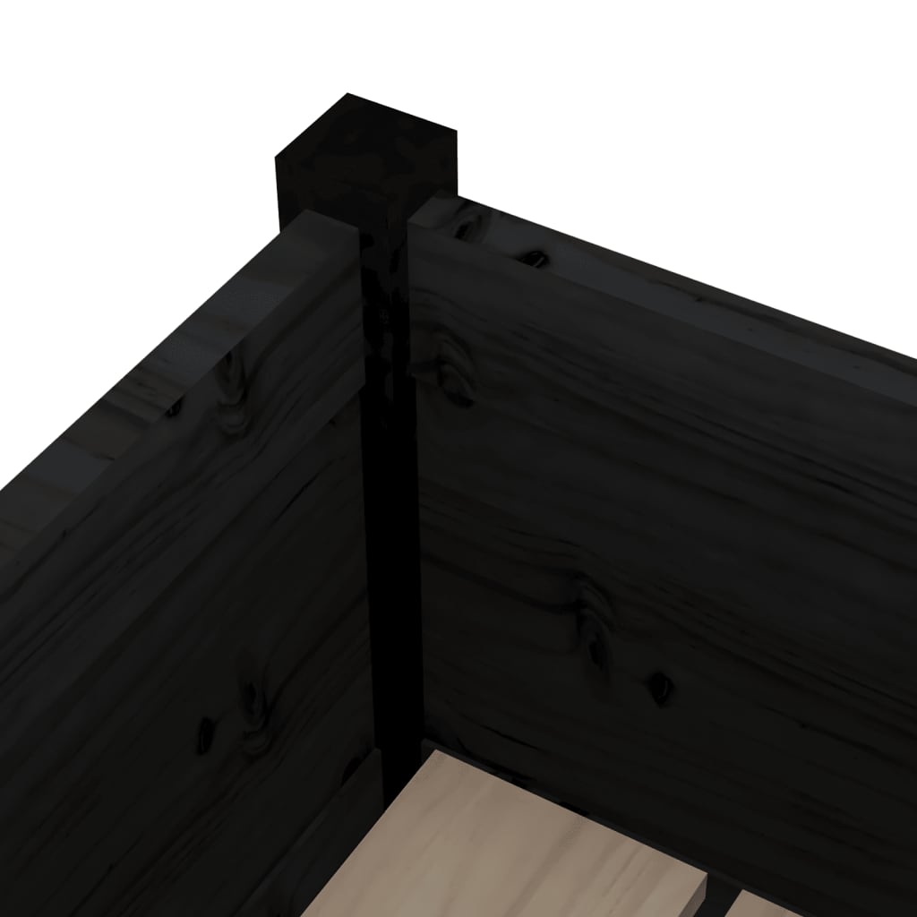 Vrtne sadilice 2 kom crne 70 x 70 x 70 cm od masivne borovine
