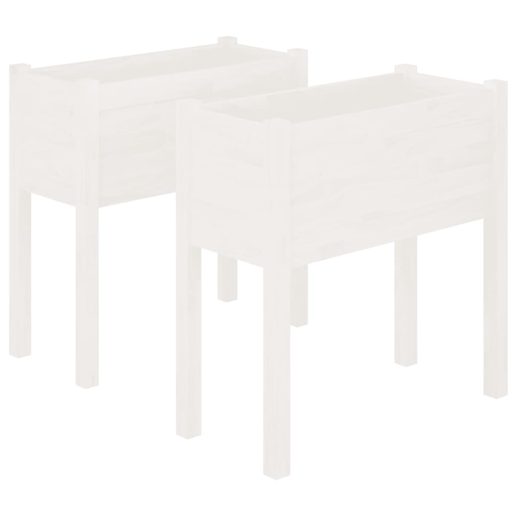 Vrtne sadilice 2 kom bijele 70 x 31 x 70 cm od masivne borovine