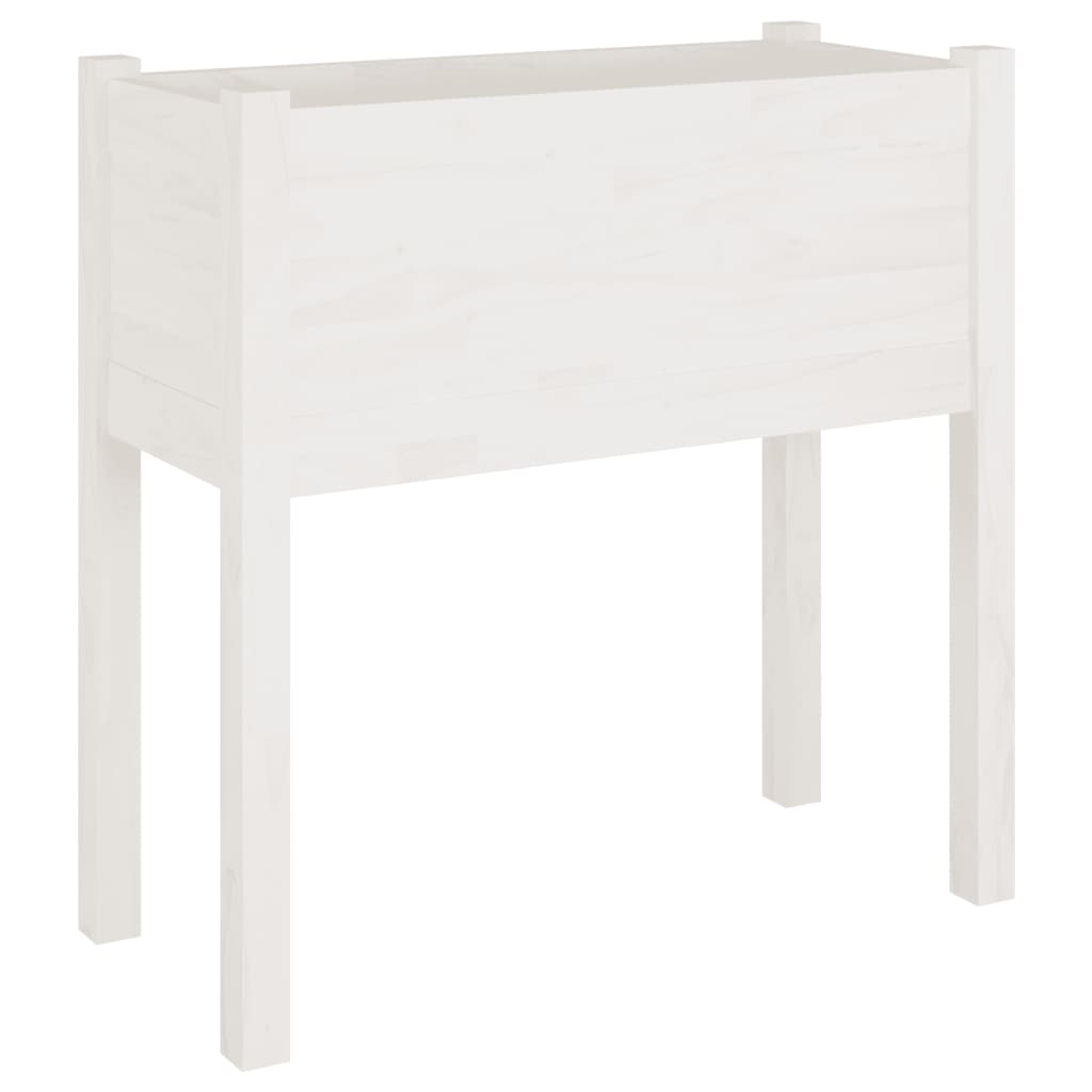 Vrtne sadilice 2 kom bijele 70 x 31 x 70 cm od masivne borovine