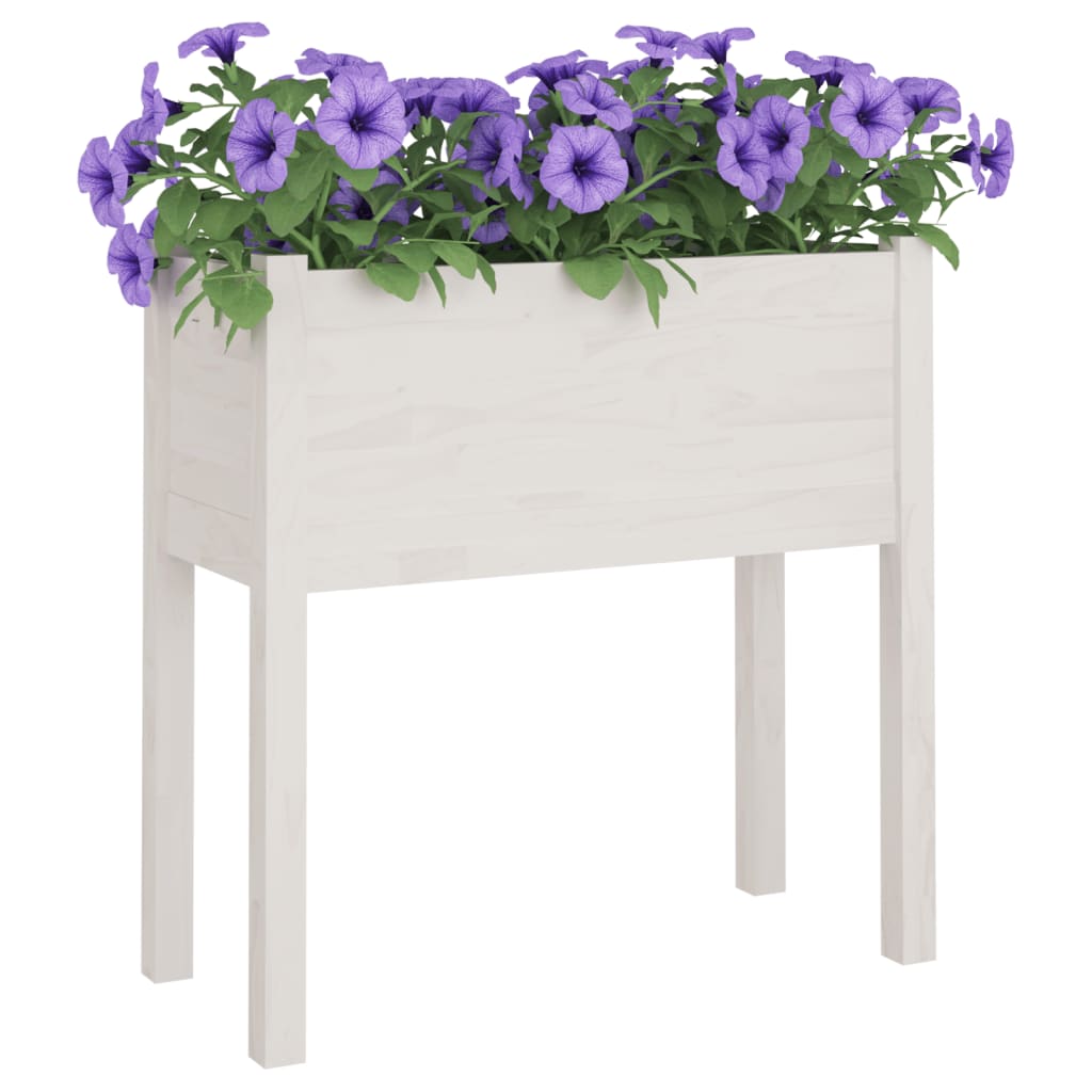 Vrtne sadilice 2 kom bijele 70 x 31 x 70 cm od masivne borovine