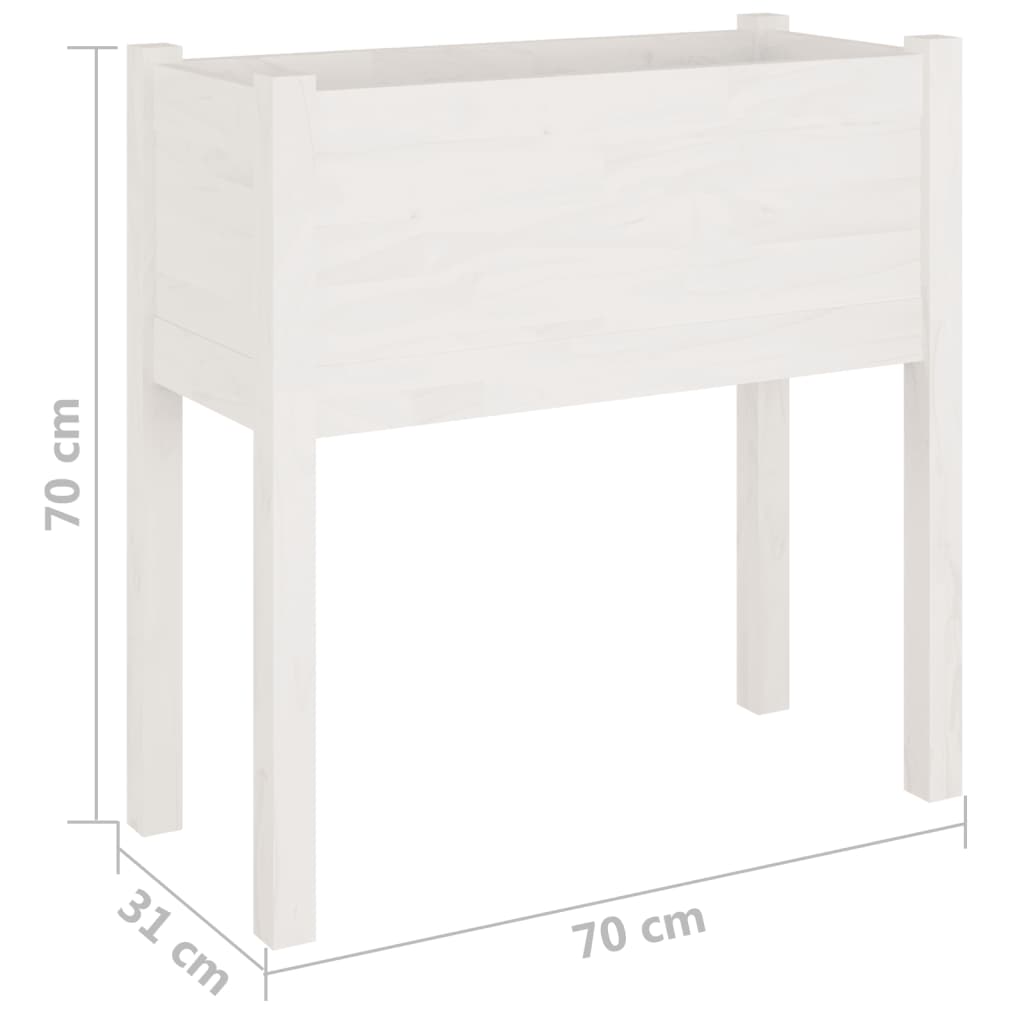 Vrtne sadilice 2 kom bijele 70 x 31 x 70 cm od masivne borovine