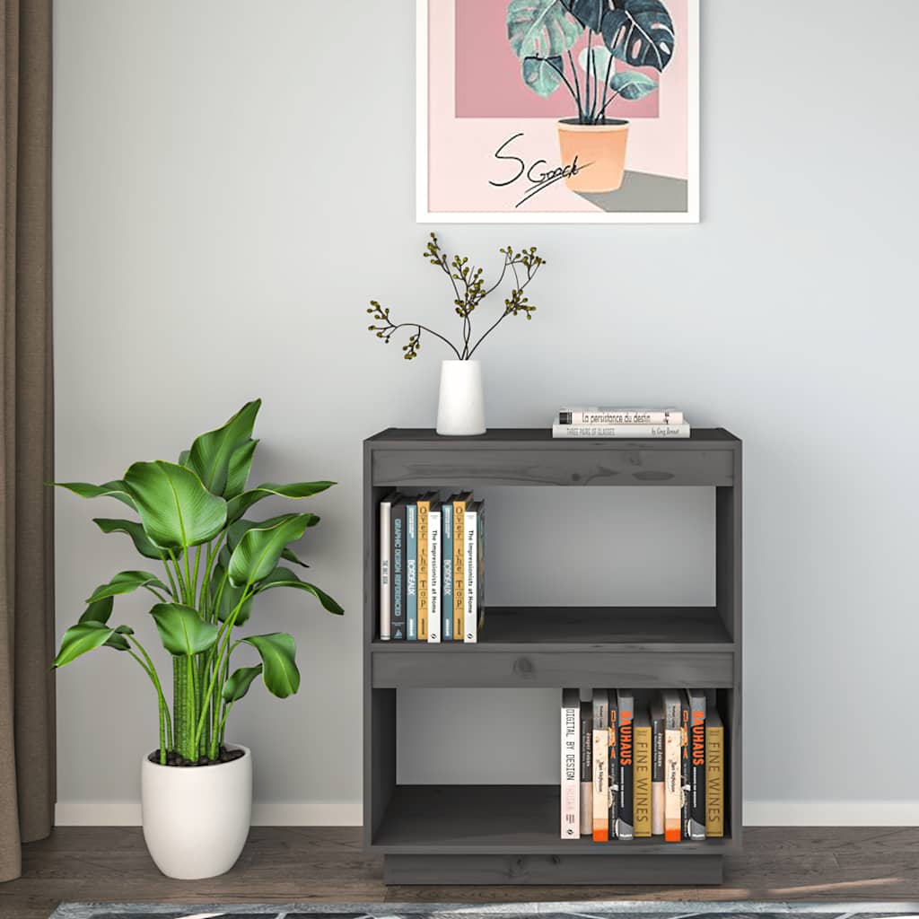 Ormarić za knjige Siva 60x35x71 cm od masivne borovine