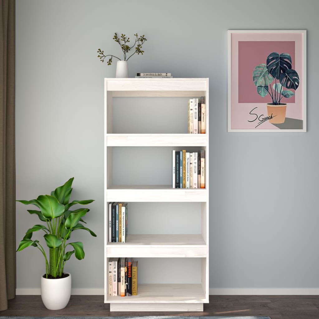 Ormarić za knjige / pregrada bijeli 60x35x135 cm od borovine