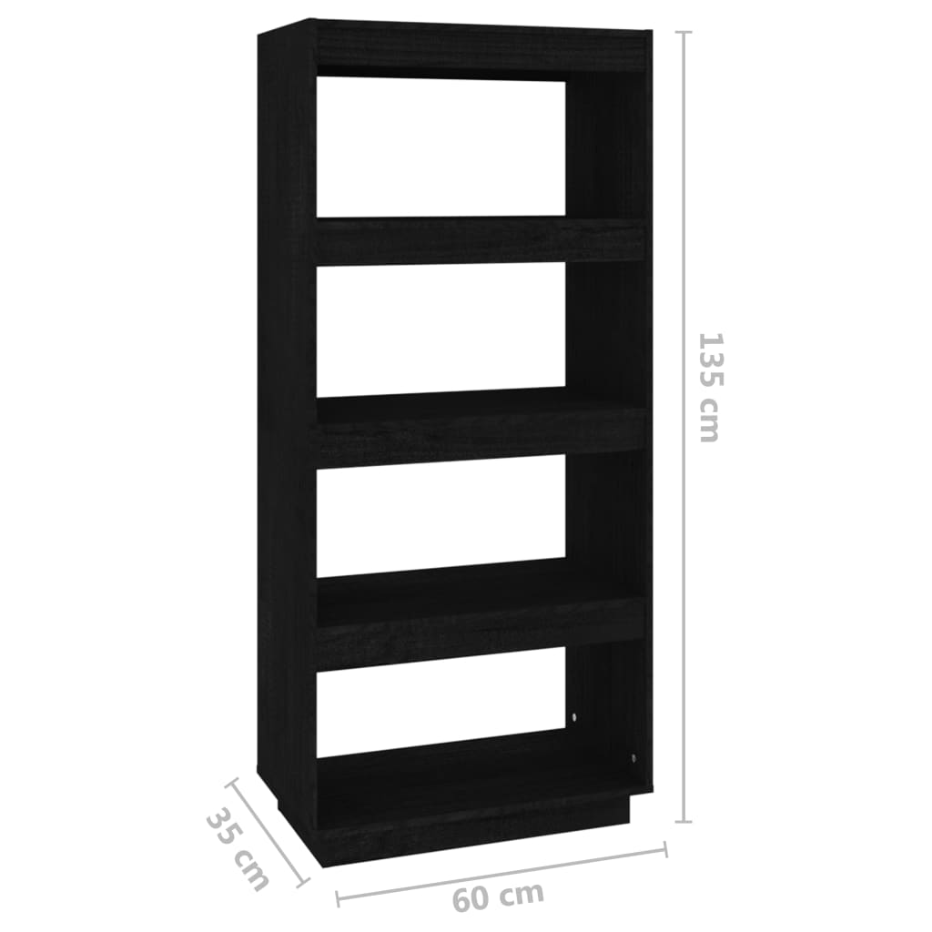 Ormarić za knjige / pregrada crni 60x35x135 cm od borovine