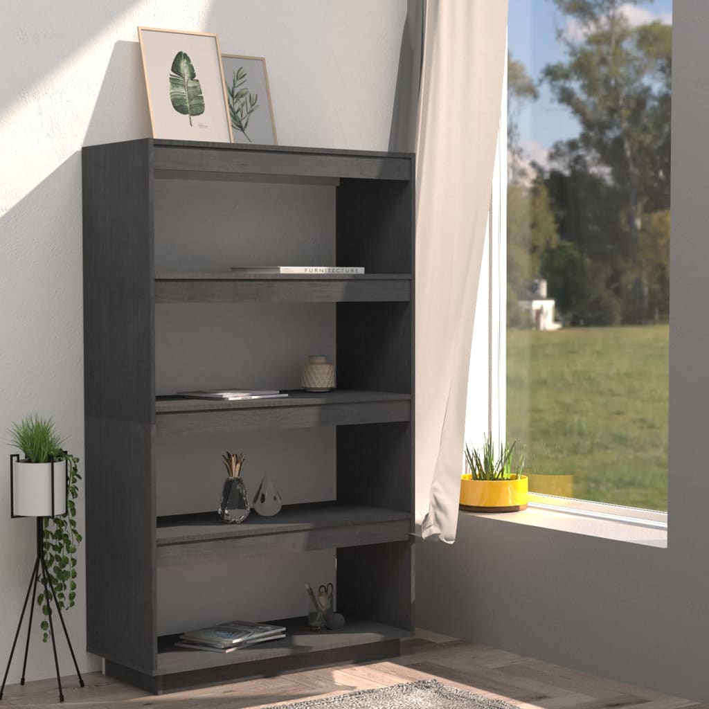 Ormarić za knjige / pregrada sivi 80x35x135 cm od borovine
