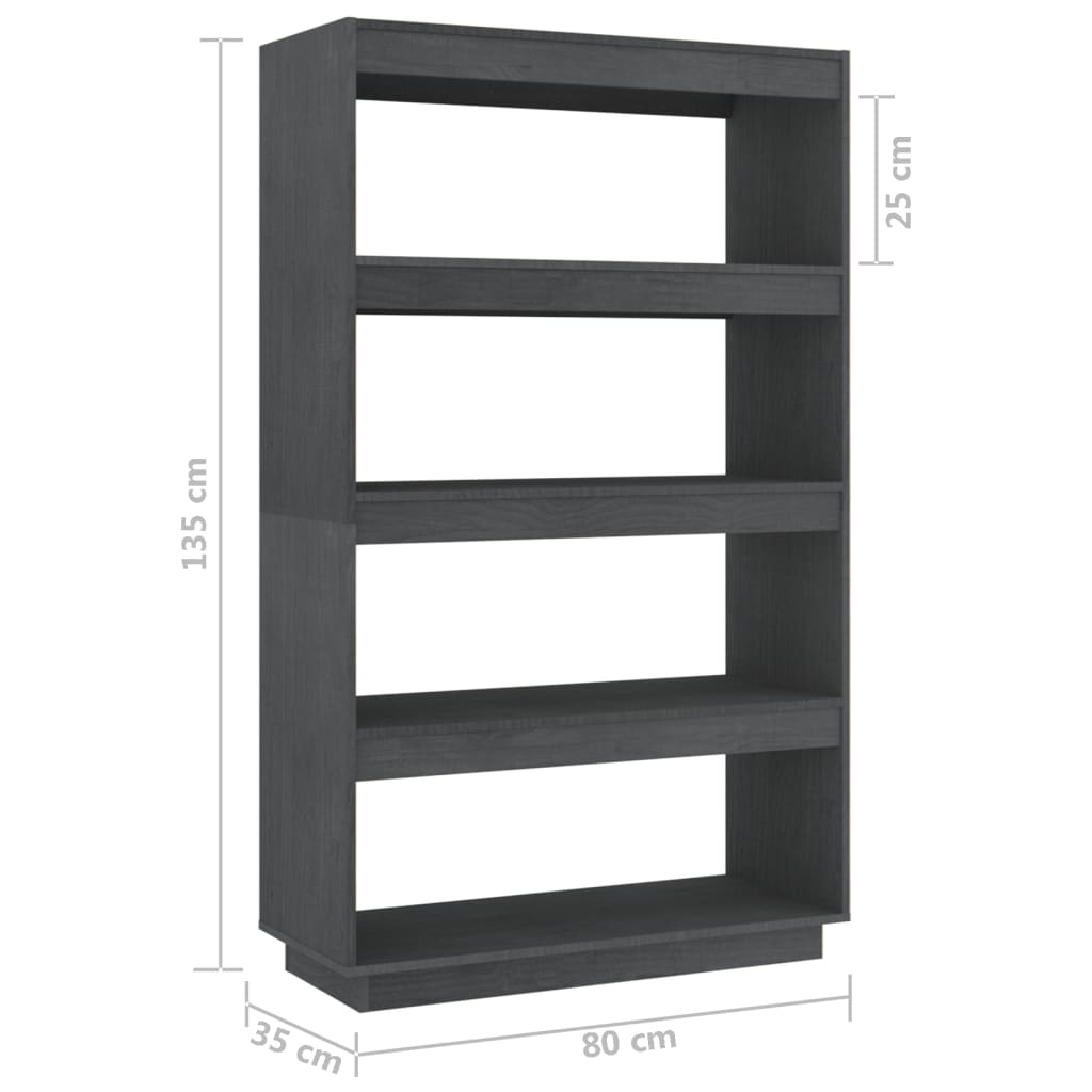 Ormarić za knjige / pregrada sivi 80x35x135 cm od borovine