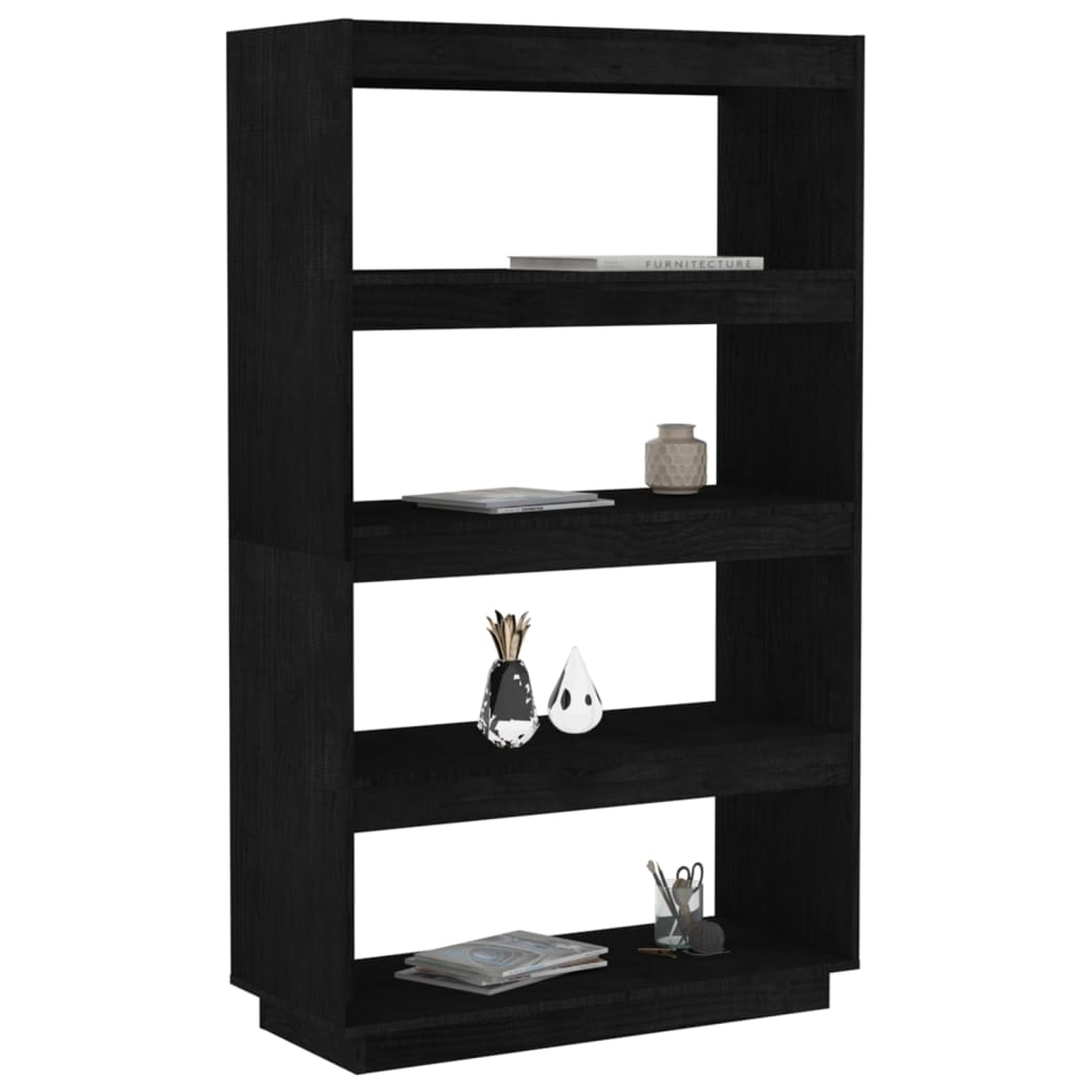 Ormarić za knjige / sobna pregrada crni 80x35x135 cm borovina