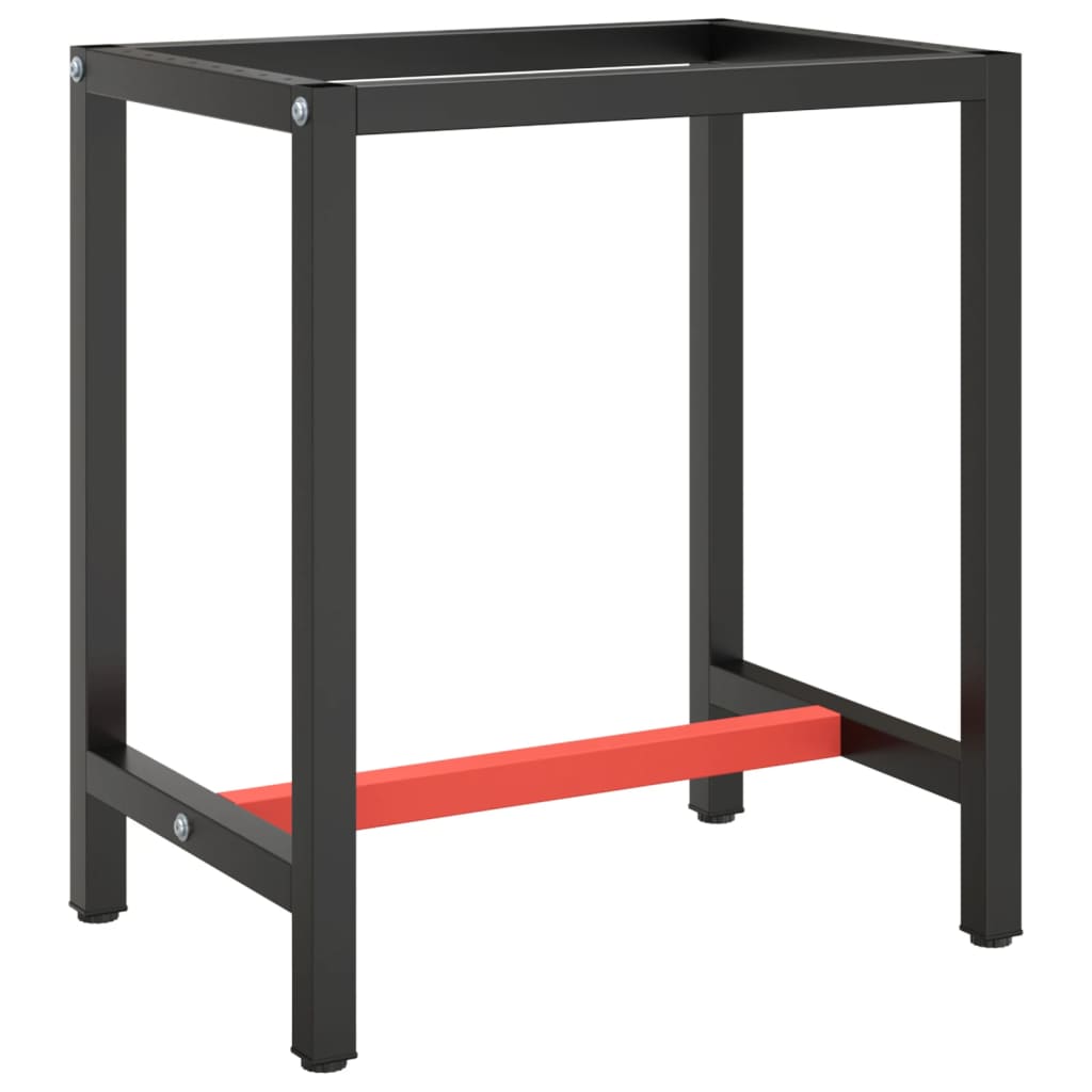 Okvir za radni stol mat crni i mat crveni 70x50x79 cm metalni