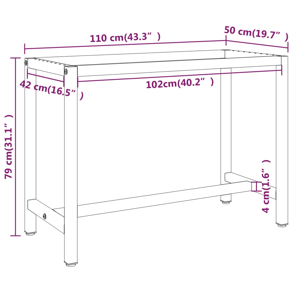 Okvir za radni stol mat crni i mat crveni 110x50x79 cm metalni