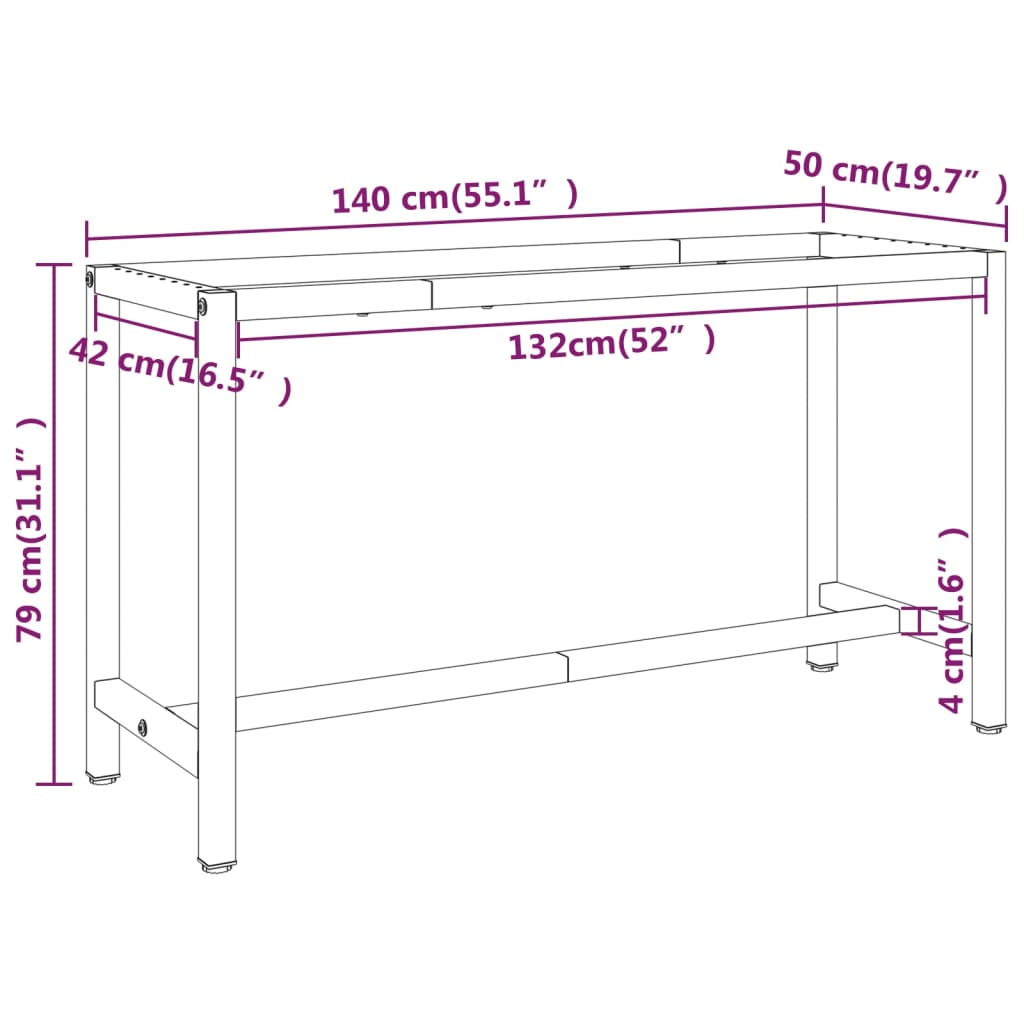 Okvir za radni stol mat crni i mat crveni 140x50x79 cm metalni