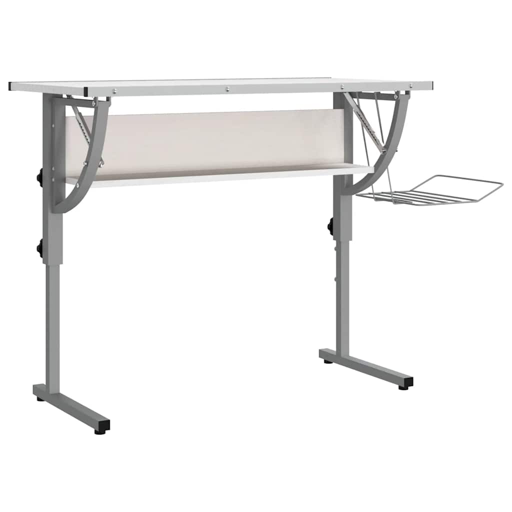 Radni stol bijelo-sivi 110x53x(58-87) konstruirano drvo i čelik