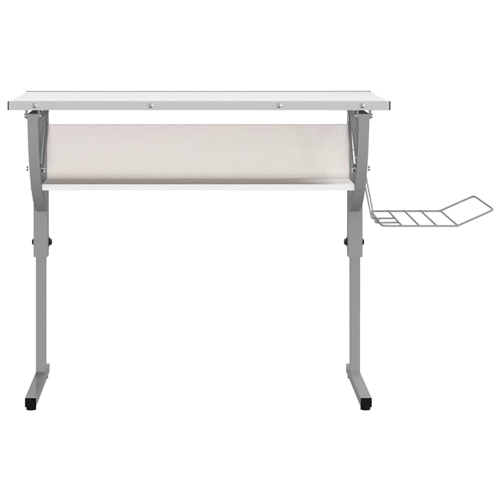 Radni stol bijelo-sivi 110x53x(58-87) konstruirano drvo i čelik