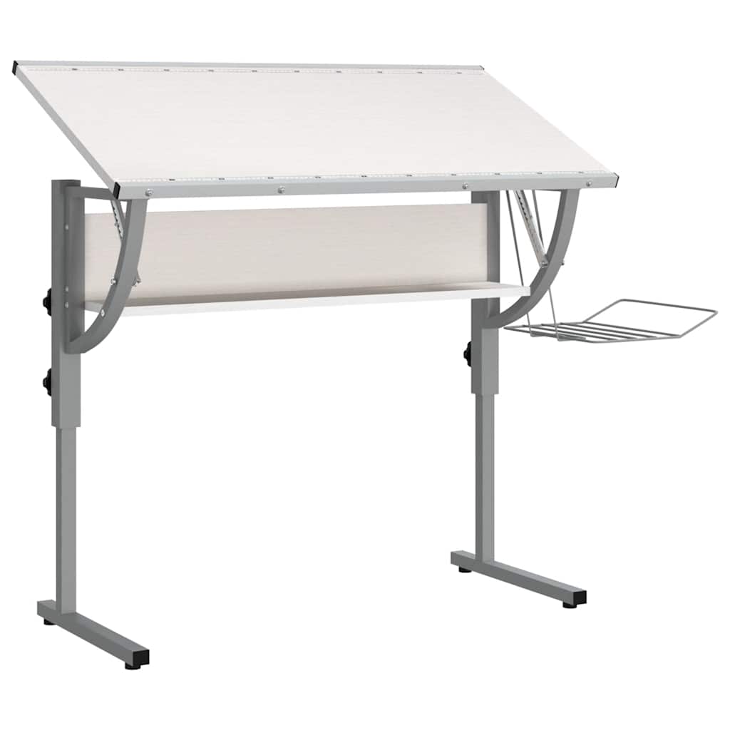 Radni stol bijelo-sivi 110x53x(58-87) konstruirano drvo i čelik