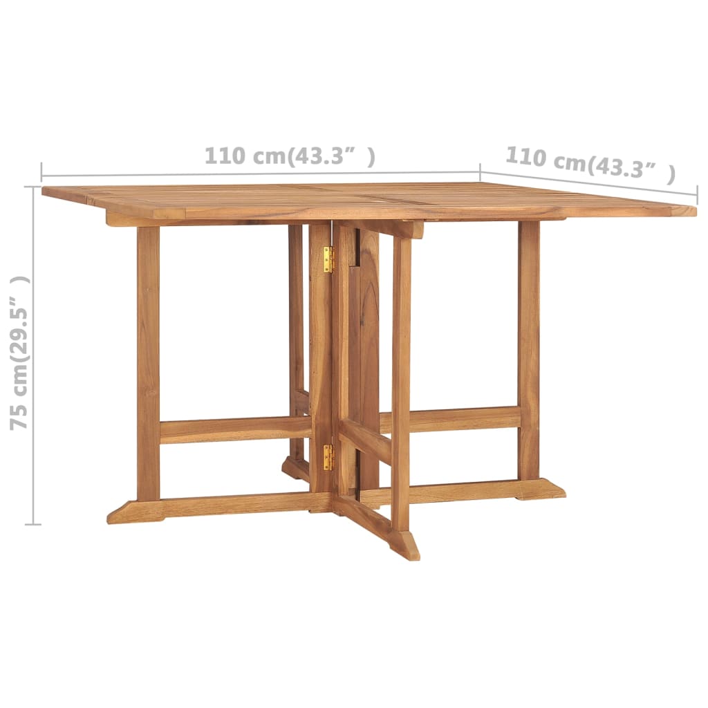 Sklopivi vrtni blagovaonski stol 110 x 110 x 75 cm od tikovine
