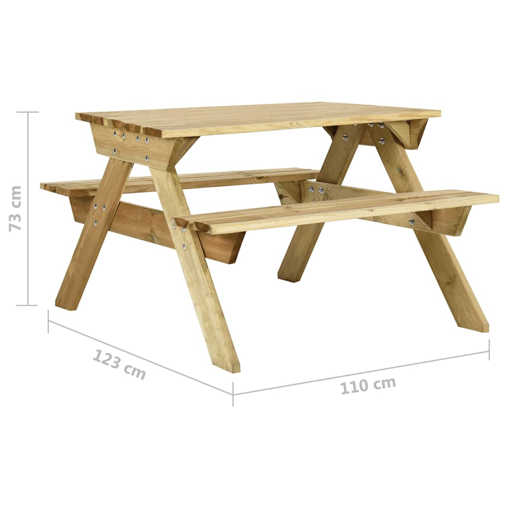 Stol za piknik s klupama 110x123x73 cm od impregnirane borovine