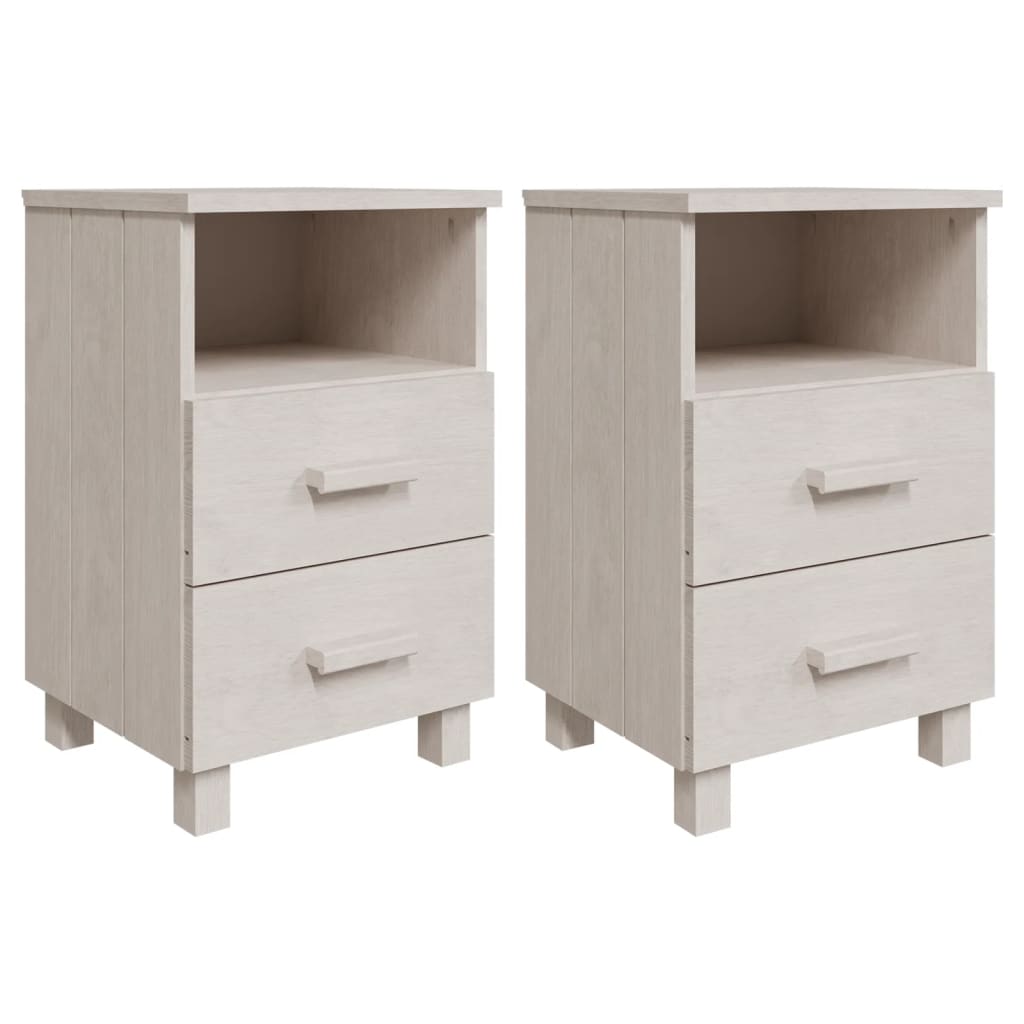 Noćni ormarići HAMAR 2 kom bijeli 40x35x62 cm masivna borovina