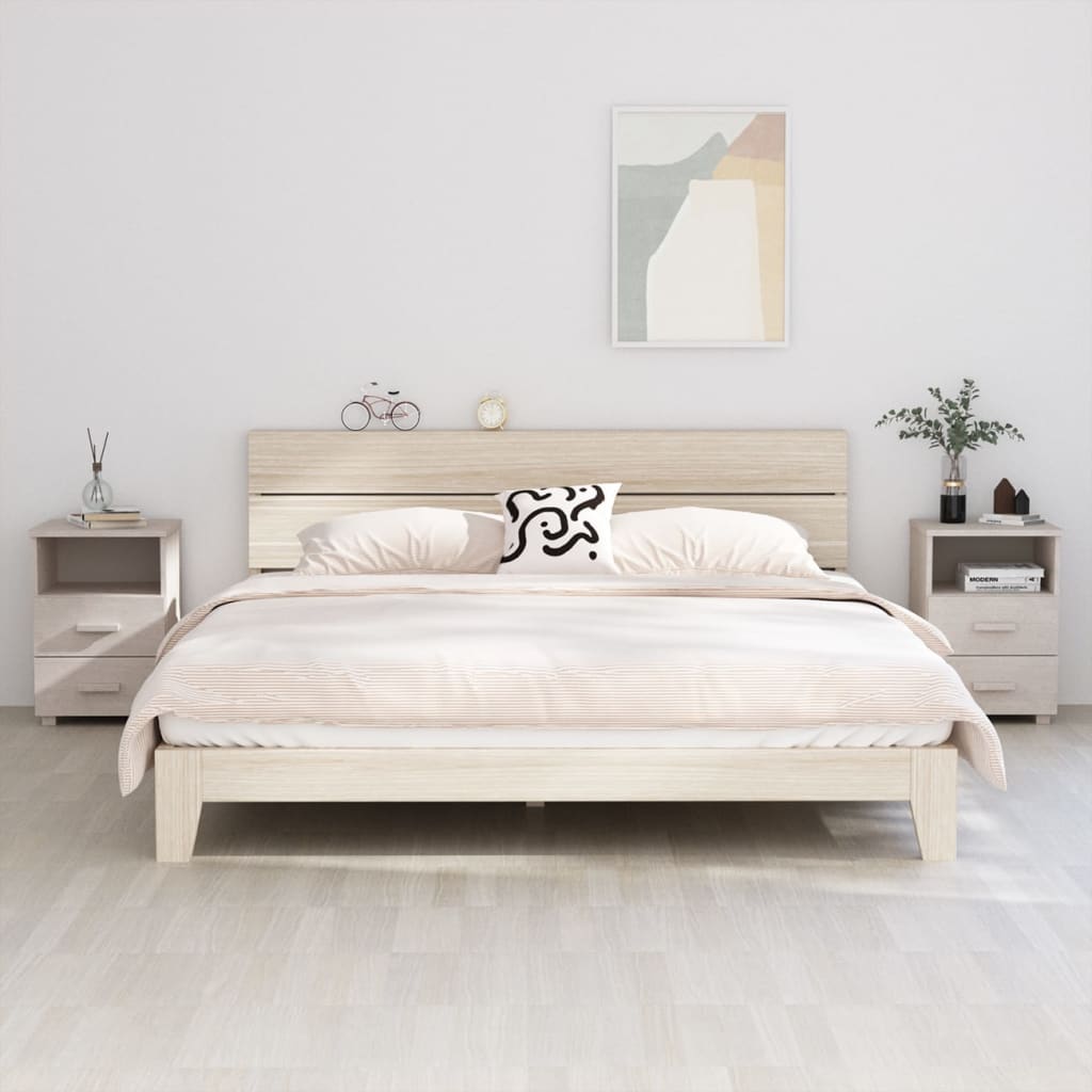Noćni ormarići HAMAR 2 kom bijeli 40x35x62 cm masivna borovina