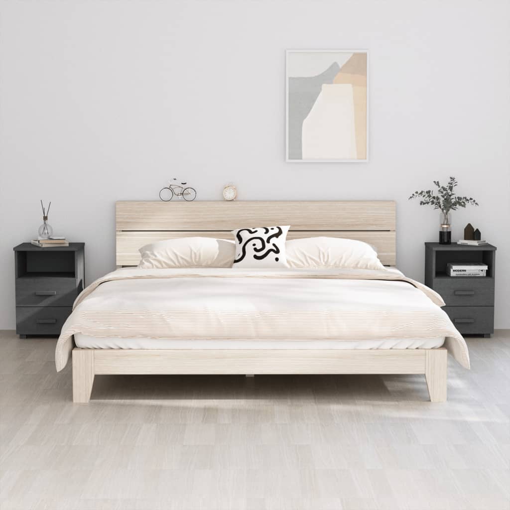 Noćni ormarići HAMAR 2 kom tamnosivi 40x35x62 cm od borovine