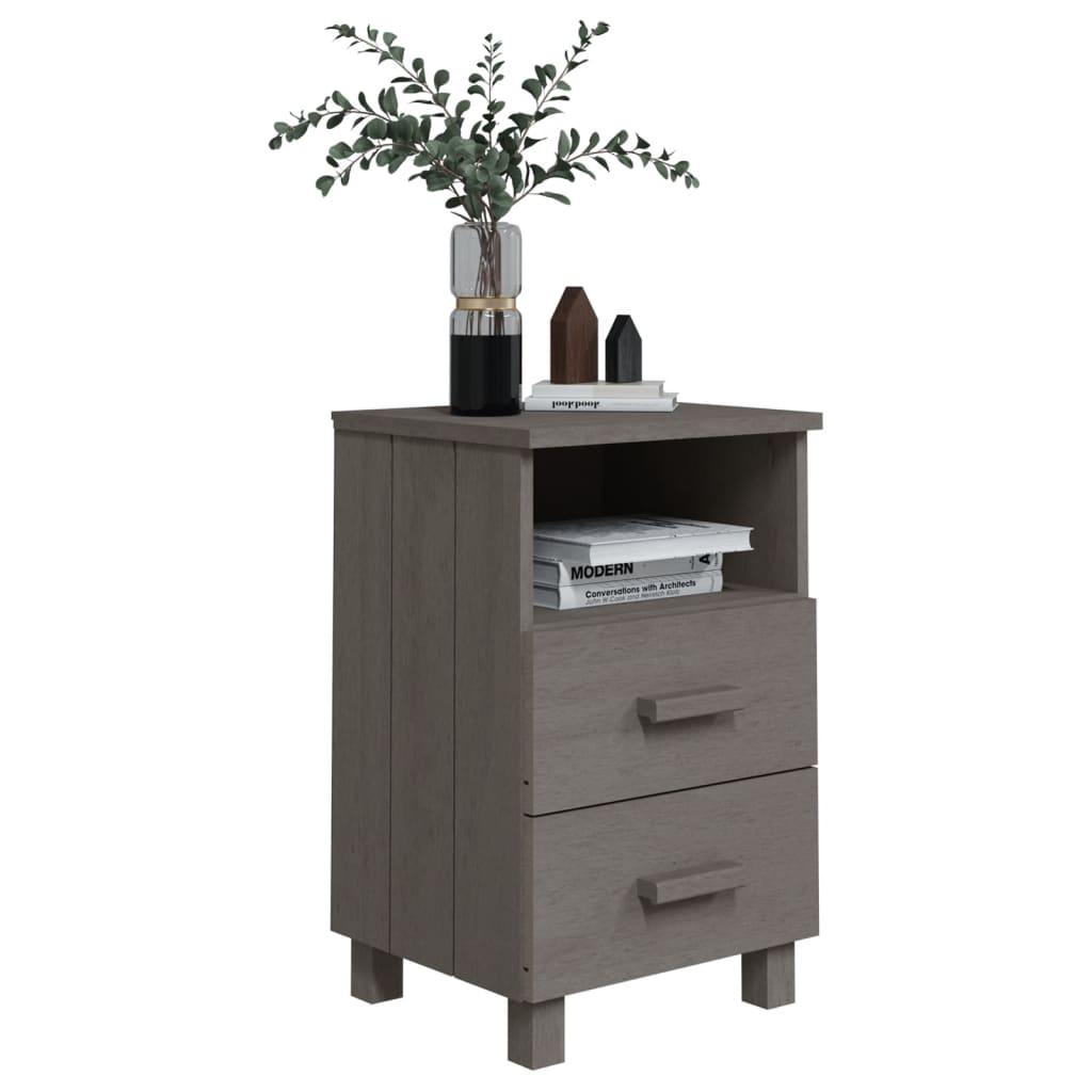 Noćni ormarići HAMAR 2 kom svjetlosivi 40x35x62 cm od borovine