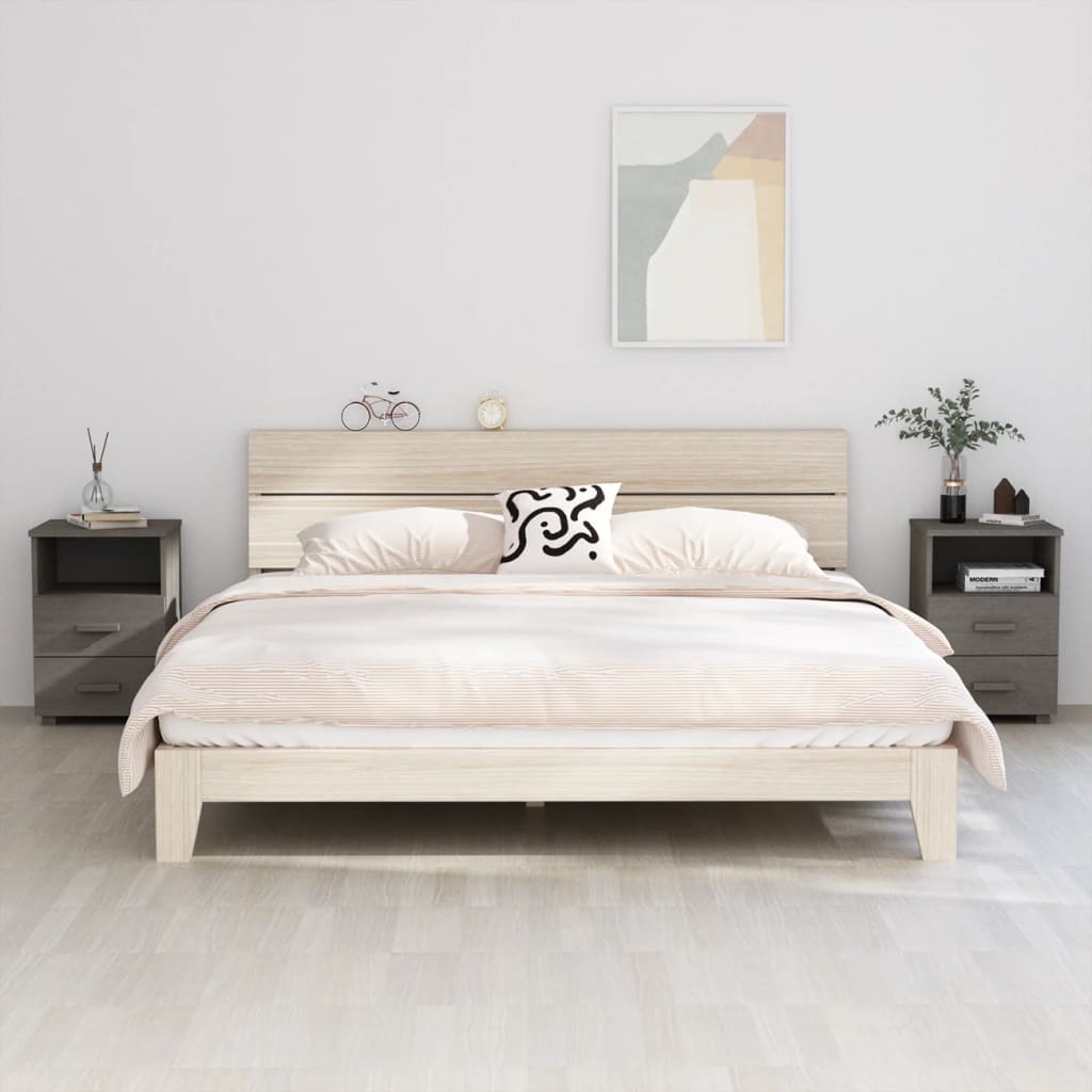 Noćni ormarići HAMAR 2 kom svjetlosivi 40x35x62 cm od borovine