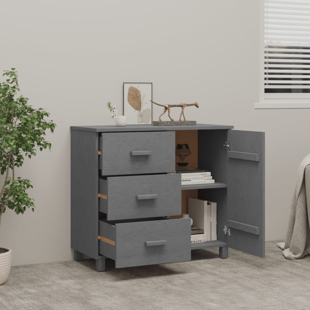 Komoda HAMAR tamnosiva 90 x 40 x 80 cm od masivne borovine