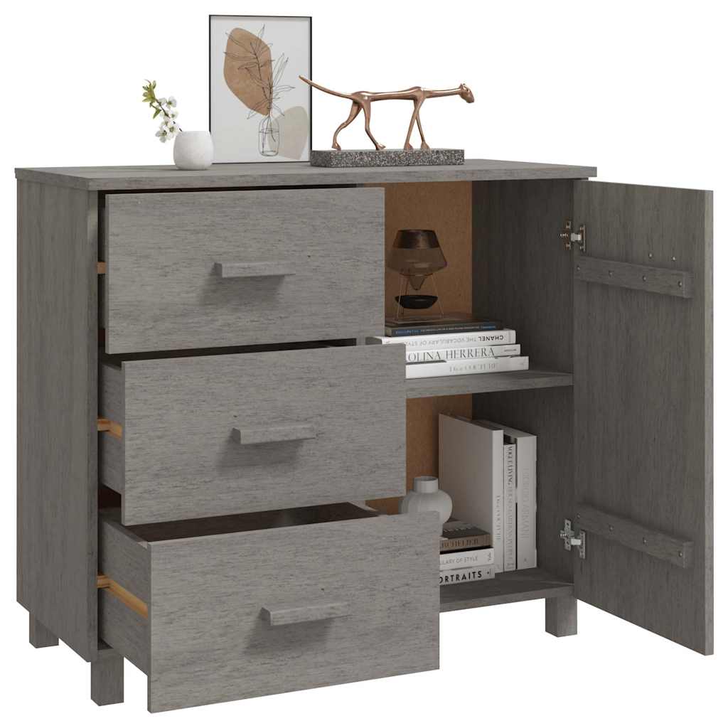 Komoda HAMAR svjetlosiva 90 x 40 x 80 cm od masivne borovine
