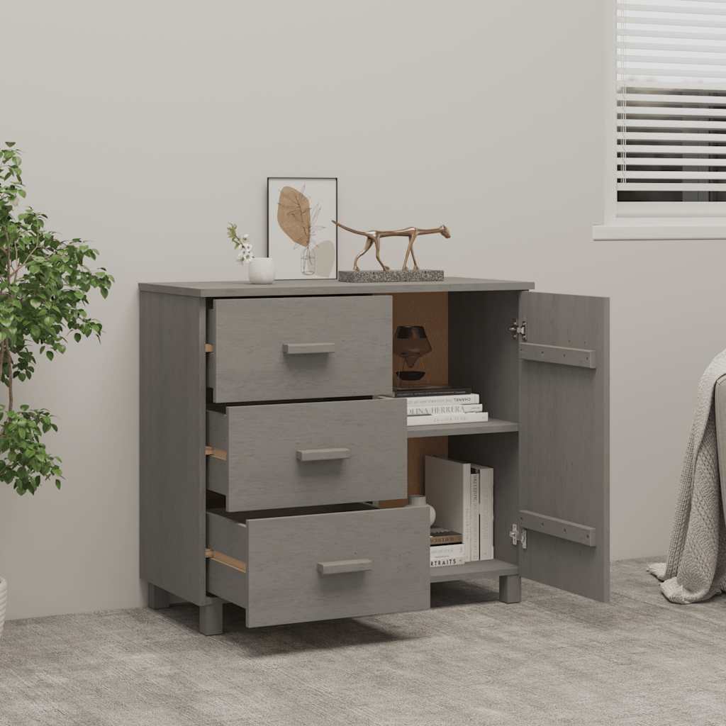 Komoda HAMAR svjetlosiva 90 x 40 x 80 cm od masivne borovine