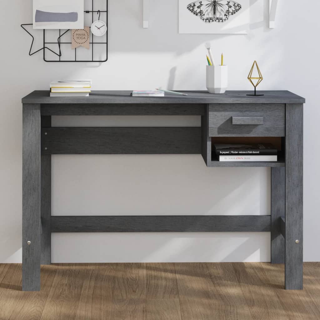 Radni stol HAMAR tamnosivi 110 x 40 x 75 cm od masivne borovine
