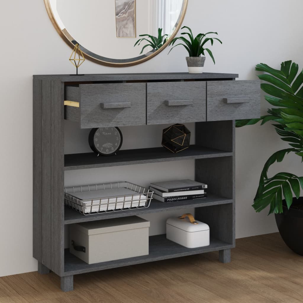Konzolni stol HAMAR tamnosivi 90x35x90 cm od masivne borovine
