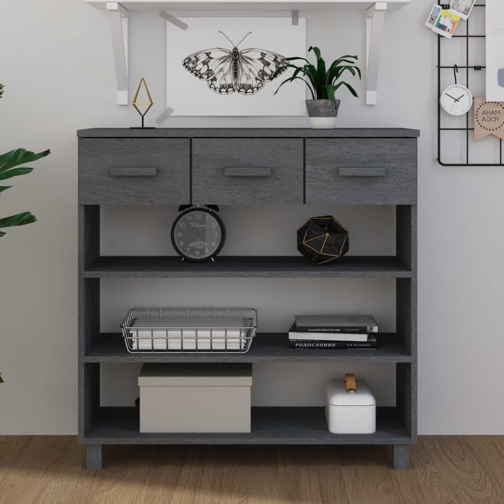 Konzolni stol HAMAR tamnosivi 90x35x90 cm od masivne borovine
