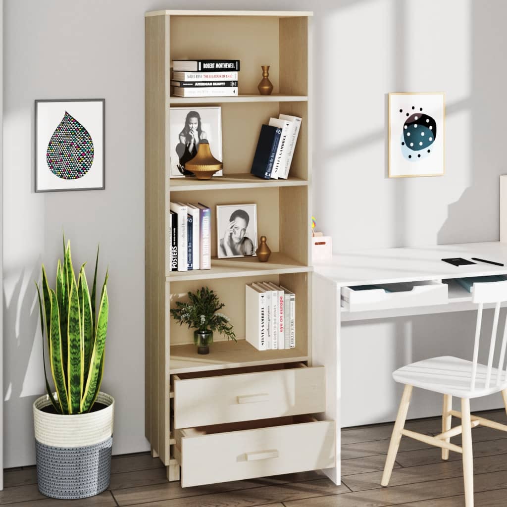 Visoka komoda HAMAR boja meda 60 x 35 x 180 cm masivna borovina