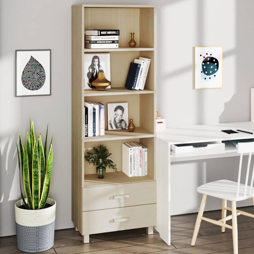 Visoka komoda HAMAR boja meda 60 x 35 x 180 cm masivna borovina