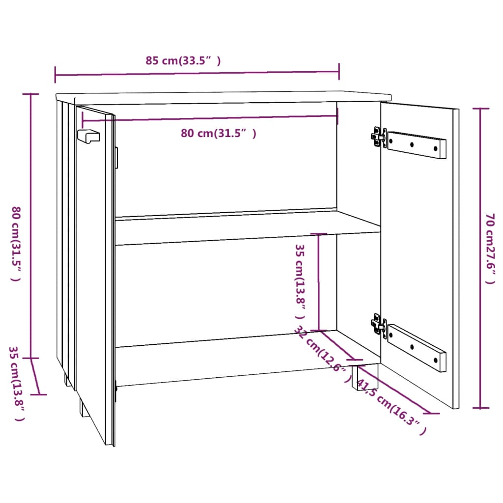 Komoda HAMAR boja meda 85 x 35 x 80 cm od masivne borovine