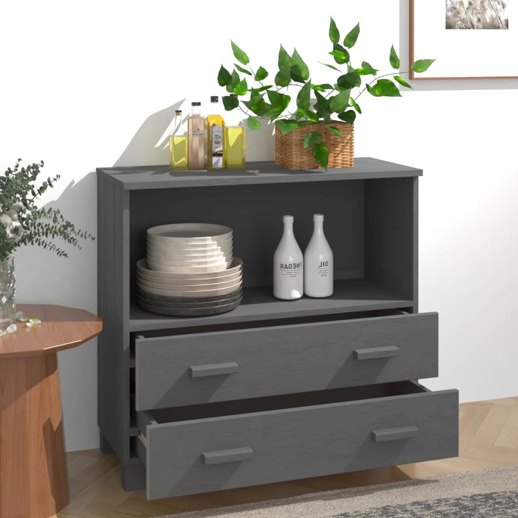 Komoda HAMAR tamnosiva 85 x 35 x 80 cm od masivne borovine