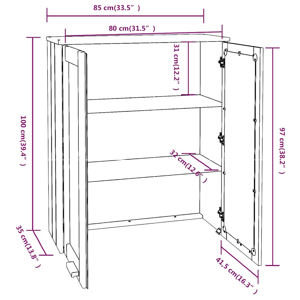 Gornji element za komodu HAMAR svjetlosivi 85x35x100cm borovina