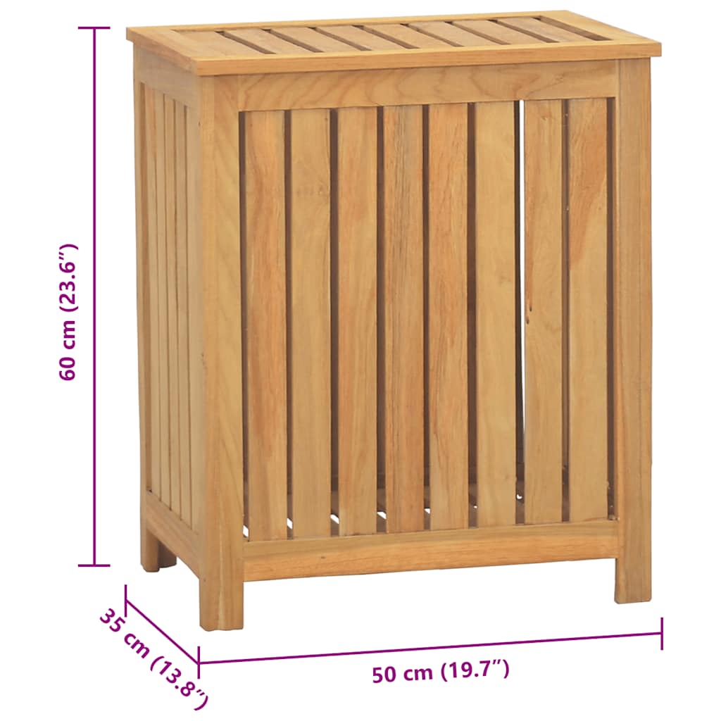 Košara za rublje 50 x 35 x 60 cm od masivne tikovine